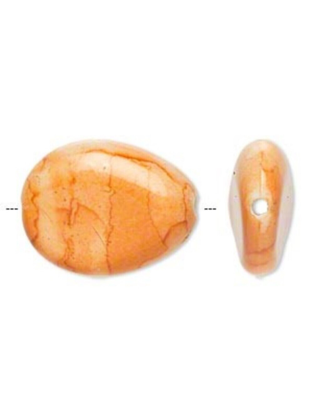 Vintage Y2K 90s Orange White Watercolor Puffed Teardrop Acrylic Beads 8 pcs